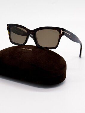 New Tom Ford Mikel TF1085 52H Polarized Cat Eye Havana Women Sunglasses Authenti